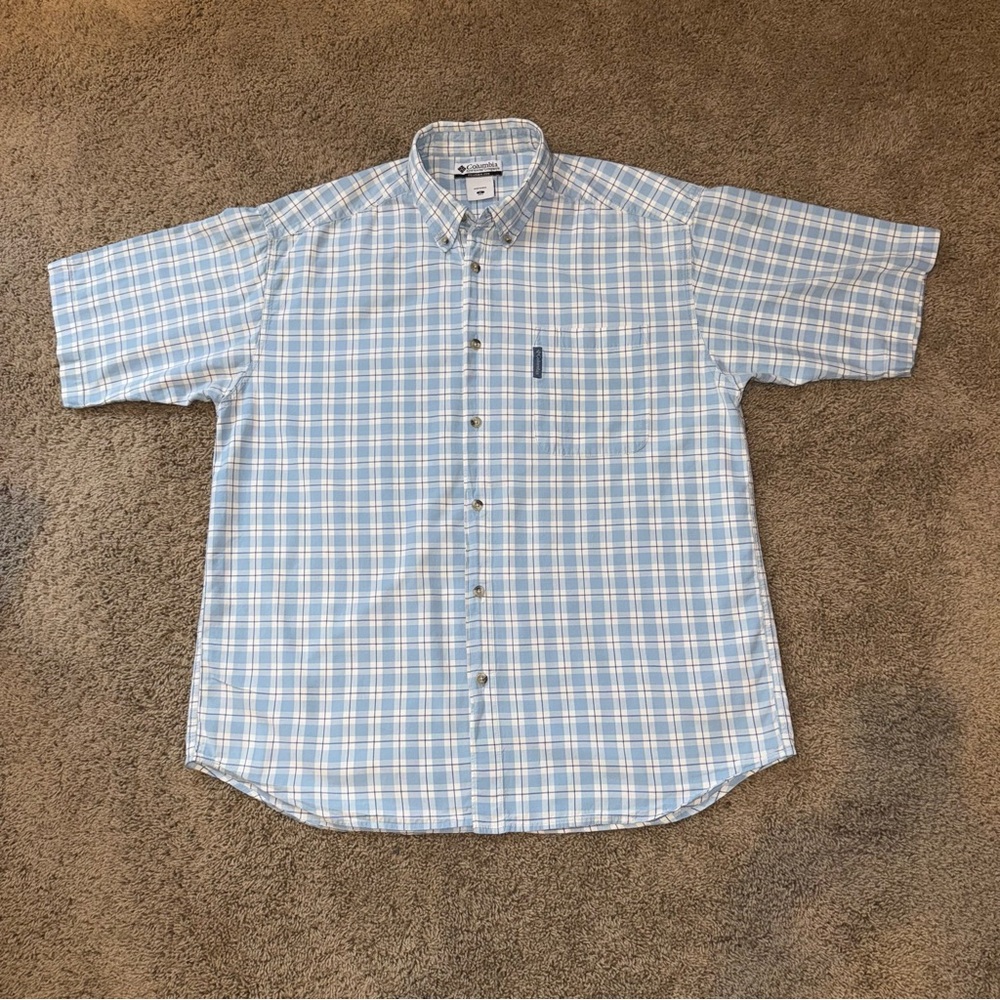 Columbia Light Blue Plaid Casual Shirt